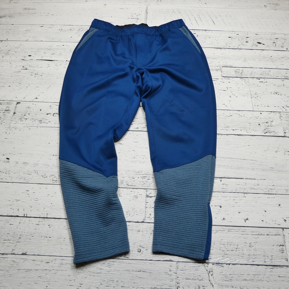 Duluth Trading Jogger Pants Size L x 30 Blue Fleece Zip Ankle Pockets Sweatpants